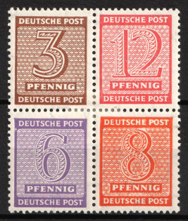1945 West Saxony, Soviet Russian Zone of Occupation, Germany, Se-tenants, Zusammendrucke (Mi. Hz 10, CV 160)