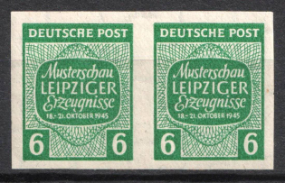 1945 6pf West Saxony, Soviet Russian Zone of Occupation, Germany, Pair (Mi. 124 X U, OFFSET, CV $390+)