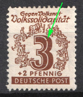 1946 3pf West Saxony, Soviet Russian Zone of Occupation, Germany (Mi. 138 VII, BROKEN '3')