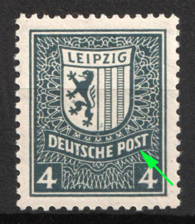 1946 4pf West Saxony, Soviet Russian Zone of Occupation, Germany (Mi.151 Y I, 'S' in 'POST' Nicked Below)