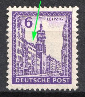 1946 6pf West Saxony, Soviet Russian Zone of Occupation, Germany (Mi.153 Y I, Slanted Roof Ridge of House)