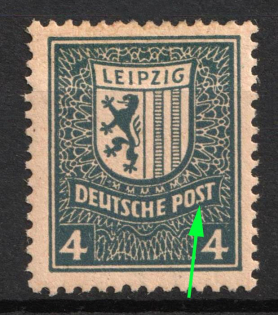 1946 4pf West Saxony, Soviet Russian Zone of Occupation, Germany (Mi.157 I, 'S' in 'POST' Nicked Below)
