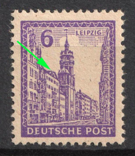 1946 6pf West Saxony, Soviet Russian Zone of Occupation, Germany (Mi.159 I, Slanted Roof Ridge of House)