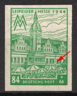 1946 84pf West Saxony, Soviet Russian Zone of Occupation, Germany (Mi.165 B III, BROKEN Rain Drainpipe)