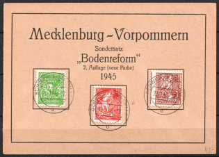 1945 (23 Jan) Mecklenburg-Vorpommern, Soviet Russian Zone of Occupation, Germany, Postcard, Schwerin (Mi. 23 b - 25 b, Full Set, CV $470)
