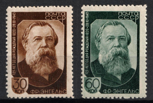 1945 125th Anniversary of the Birth of Engels, Soviet Union, USSR (Full Set, MNH)