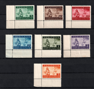 1944 Albania, German Occupation, Germany (Mi. 15 - 21, Corner Margins, Full Set, CV $50)