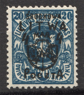 1920 Central Lithuania 4 M (CV $60, Signed)