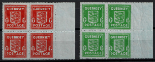1942 Guernsey, German Occupation, Germany, Blocks of Four (Mi. 4 - 5, Margins, Full Set, CV $470, MNH)