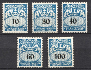 1938-39 Danzig, Germany, Official Stamps (Mi. 43 - 47, Full Set, CV $40)