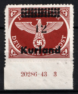 1945 12pf Kurland, German Occupation, Germany (Mi. 4 B y HAN, Sheet Inscription, CV $160, MNH)