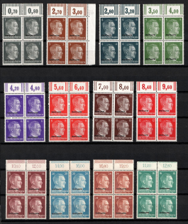 1941-43 German Occupation of Ostland, Germany, Blocks of Four (Mi. 1 - 12, Sheet Inscriptions, MNH)