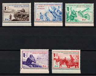1942 French Legion, Germany (Mi. VI - X, Margins, Full Set, CV $50, MNH)