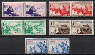 1942 French Legion, Germany, Horizontal Pairs (Mi. VI - X, Full Set, CV $90, MNH)