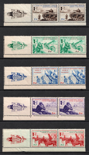 1942 French Legion, Germany, Pairs (Mi. VI Zf - X Zf, Coupons, Margins, Full Set, CV $140, MNH)