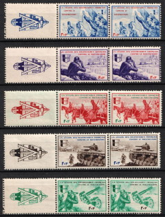 1942 French Legion, Germany, Pairs (Mi. VI Zf - X Zf, Coupons, Full Set, CV $140, MNH)