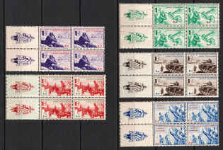 1942 French Legion, Germany, Blocks of Four (Mi. VI Zf - X Zf, Coupons, Full Set, CV $270, MNH)