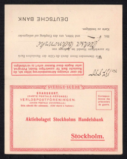 1917 (28 Jan) Sweden, Joint-Stock Company Stockholms Handelsbank, Military Censorship, Postcard for Prisoners of War