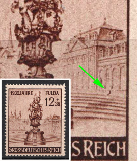 1944 Third Reich, Germany (Mi. 886 IV, Dark Fleck on Top Step on Right, Full Set, CV $100, MNH)