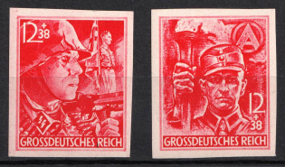 1945 Third Reich, Last Issue, Germany (Mi. 909 U - 910 U, IMPERFORATED, Full Set, CV $120, MNH)