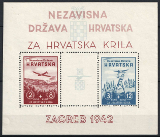 1942 Croatia, Souvenir Sheet (Mi. Bl. 2, CV $80)