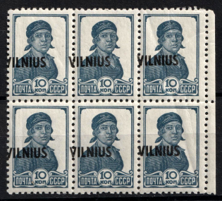 1941 10k Vilnius, Lithuania, German Occupation, Germany, Block (Mi. 11, SHIFTED Overprints, CV $40+, MNH)
