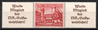 1939 Third Reich, Germany, Se-tenant, Zusammendrucke (Mi. W 141, CV $50, MNH)