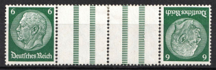 1933 Third Reich, Germany, Se-tenant, Zusammendrucke (Mi. KZ 18, CV $50)