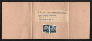 1940 Alsace, German Occupation of France, Germany, Newspaper Wrapper of the Alsatian Courier