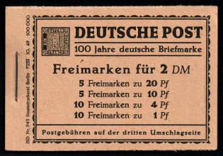 1949 Complete Booklet with stamps of West Berlin, Germany, Excellent Condition (Mi. MH 1, CV $910)