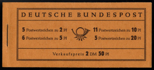 1955 Complete Booklet with stamps of German Federal Republic, Germany, Excellent Condition (Mi. MH 2b, CV $420)