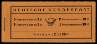 1955 Complete Booklet with stamps of German Federal Republic, Germany, Excellent Condition (Mi. MH 2d, CV $390)