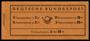 1955 Complete Booklet with stamps of German Federal Republic, Germany, Excellent Condition (Mi. MH 2e, CV $390)