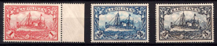 1900 Caroline Islands, German Colonies, Kaiser’s Yacht, Germany (Mi. 16 - 18, CV $30)