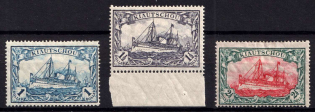 1905-19 Kiautschou, German Colonies, Kaiser’s Yacht, Germany (Mi. 35 - 37, CV $90)