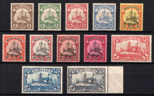 1901 Mariana Islands, German Colonies, Kaiser’s Yacht, Germany (Mi. 7 - 18, CV $50)