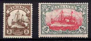 1916-19 Mariana Islands, German Colonies, Kaiser’s Yacht, Germany (Mi. 20 - 21, Full Set, CV $50)