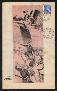 1942 (3 Jun) 'France' (Model by M. Jacquot), International Exhibition 'Bolshevism against Europe', France, Anti-Soviet (Bolshevism) Propaganda, Leaflet (Special Cancellation), German Occupation of France