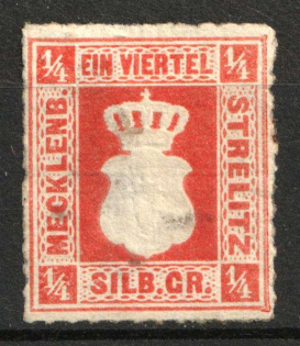 1864 1/4s Mecklenburg-Strelitz, Germany (Mi. 1 a, CV $290)