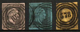1850 Prussia, Germany (Mi. 2 - 4, Canceled, CV $90)