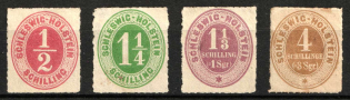 1865 Schleswig-Holstein and Lauenburg, Germany (Mi. 8 - 10, 12, CV $90)