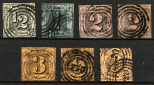 1852-58 Thurn und Taxis, Germany (Mi. 3 - 6, 10, Canceled, CV $240)