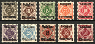 1919 Wurttemberg, Germany (Mi. 134 - 143, Full Set, CV $40)