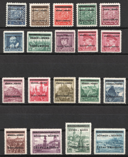 1939 Bohemia & Moravia, Germany (Mi. 1 - 19, Full Set, Signed, CV $160, MNH)