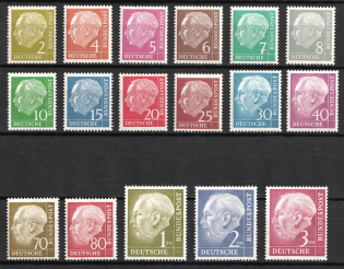 1954-61 Federal Republic, Germany (Mi. 177 x - 188 x, 191 x, 192 x, 194 x - 196 x, CV $90, MNH)