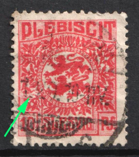 1920 10pf Joining of Schleswig, Germany (Mi. 4 II, Missing Color above Value, Canceled, CV $30)