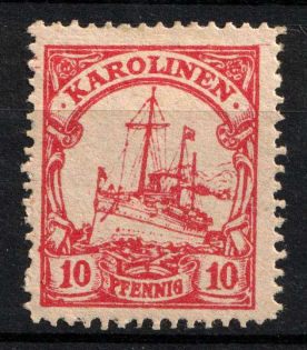 1900 10pf Caroline Islands, German Colonies, Kaiser’s Yacht, Germany (Forgery)
