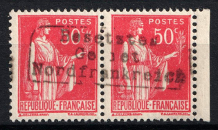 1940 50c Dunkirk, German Occupation of France, Germany, Pair (Mi. 2 I, Signed, Margin, CV $390, MNH)