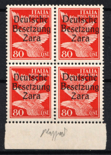 1943 80c Zadar, German Occupation, Germany, Block of Four (Mi. 26, Margin, CV $310, MNH)