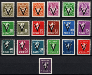 1941 Norway, Victory Overprints (Mi. 237 - 256, Full Set, CV $160, MNH)